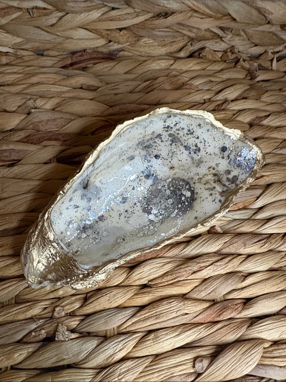 Hand Crafted Gold and Cream Oyster Shell Accent Dish